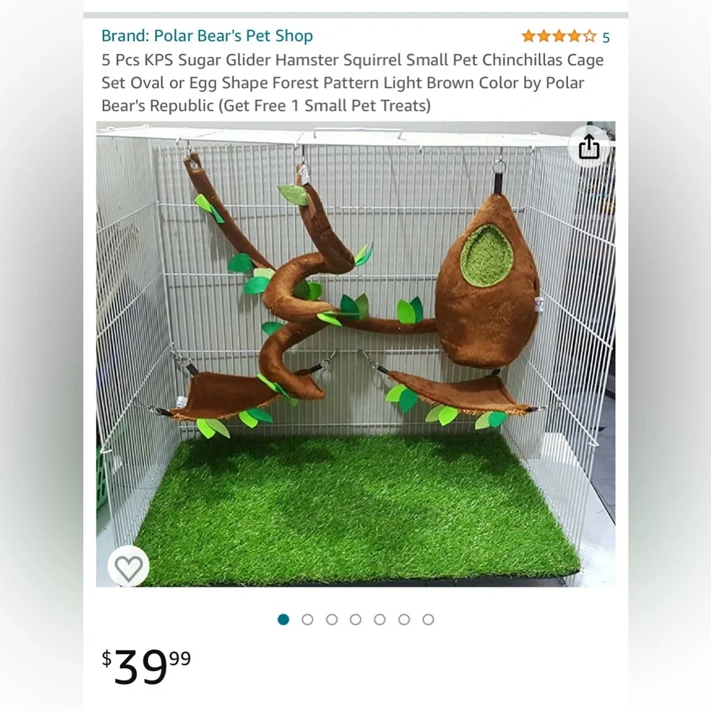 Sugar glider or small animal cage and accessories